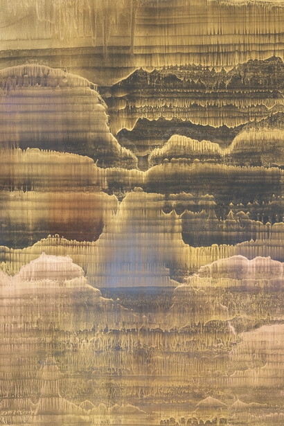 Matteo Montani, Heart of Lightness, 2017, olio e polveri su carta abrasiva montata su tela , 140x138 cm