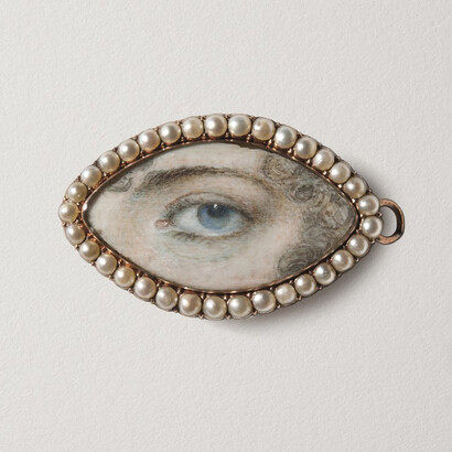 Eye miniatures, lover’s eyes. Miniatura dell'occhio di Ann Fryer (nata nel 1768), acquarello e tempera su avorio
