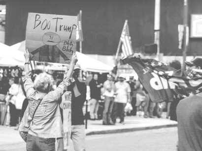 Angry protesters in the USA voicing their democratic right
