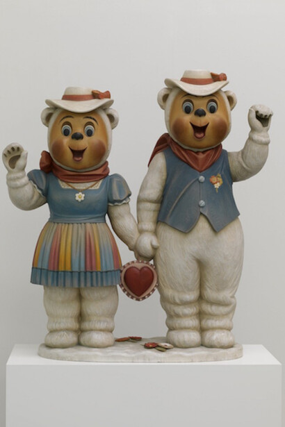 Jeff Koons, Winter Bears, 1988, Polychromed wood, displayed: 1245 x 1170 x 450 mm, Artist Rooms Acquired jointly with the National Galleries of Scotland through The d'Offay Donation with assistance from the National Heritage Memorial Fund and the Art Fund 2008© Jeff Koons
