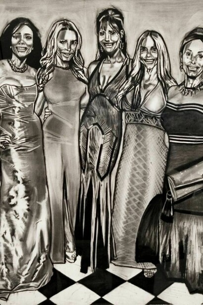 Anna Navasardian, Detail of Pageant II, Charcoal on Paper, 60 x 50 inches | 152 x 127 cm