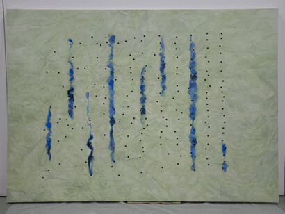 It Had Been Alienated, 2015, Oil on canvas, 280 X 200, perforated with grommets