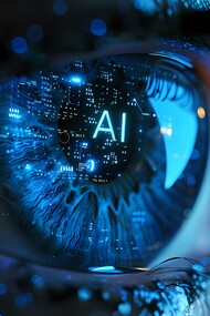 The word AI reflected in an eye, representing South Africa’s growing vision for an AI-driven future