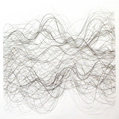 Margaret Neill, Approach, 2014, graphite on paper, 44 x 44 inches