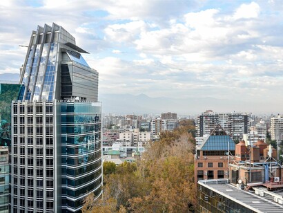 High-rise buildings in Santiago, Chile, symbolizing the country's role in Latin America's conservative shift