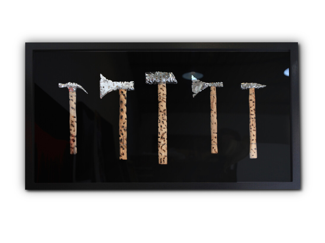 Wu Yuren, Heritage No. 2, 2015, metal, wood, glass, 22 7/8 x 40 1/2 x 4 inches (58 x 103 x 10 cm) 