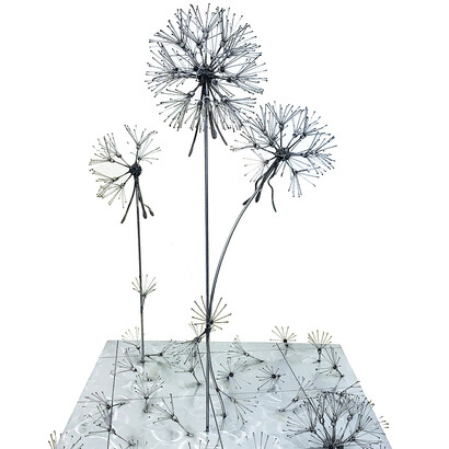 Theo Gallino, Piccolo campo, 2018, ferro trattato e plexiglass, cm 60x50x50