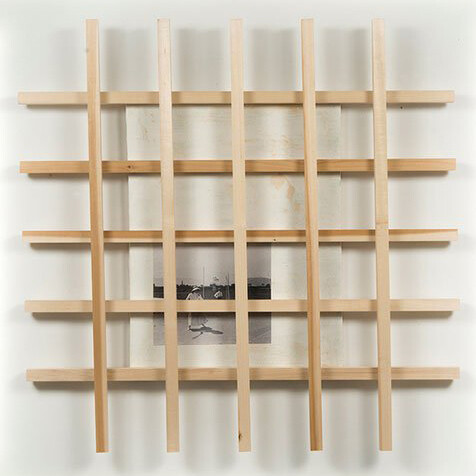 Ken Weathersby, “220 (tns),” 2014, Acrylic on canvas, collage, wood, 36 x 36 inches