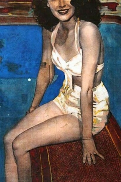Ayline Olukman, G at the Pool, 2013, Mixed Media, 30" x 30"