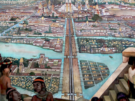 Diego Rivera’s mural depicting the Aztec city of Tenochtitlan and everyday life in Aztec times