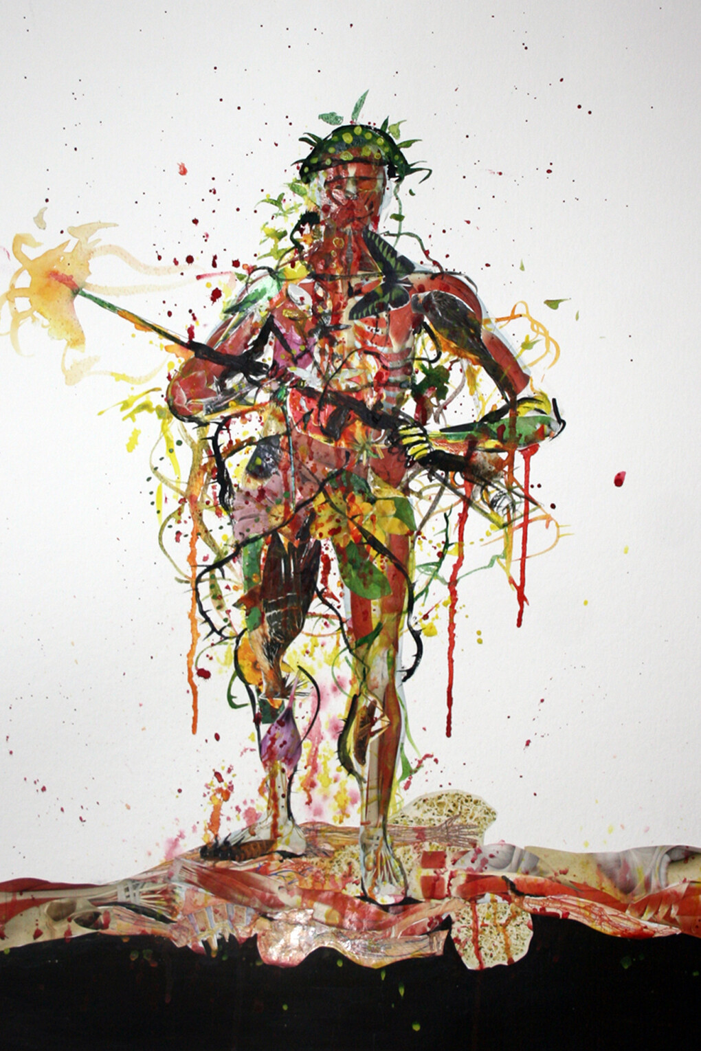 Priyantha Udagedara, The Hunter II (2012) Acrylic and collage on Board. 65 X 50 cm