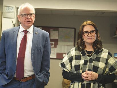 Minnesota Governor Tim Walz at the State Patrol Headquarters
