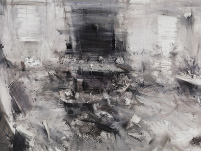 Alessandro Papetti, Passaggio, 2017. Olio su tela, 205 x 345 cm