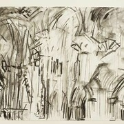 Dennis Creffield, St. Denis, Paris: Interior from East and Looking North-East, 1990, Charcoal on paper, Pallant House Gallery, Wilson Loan (2006) © Dennis Creffield