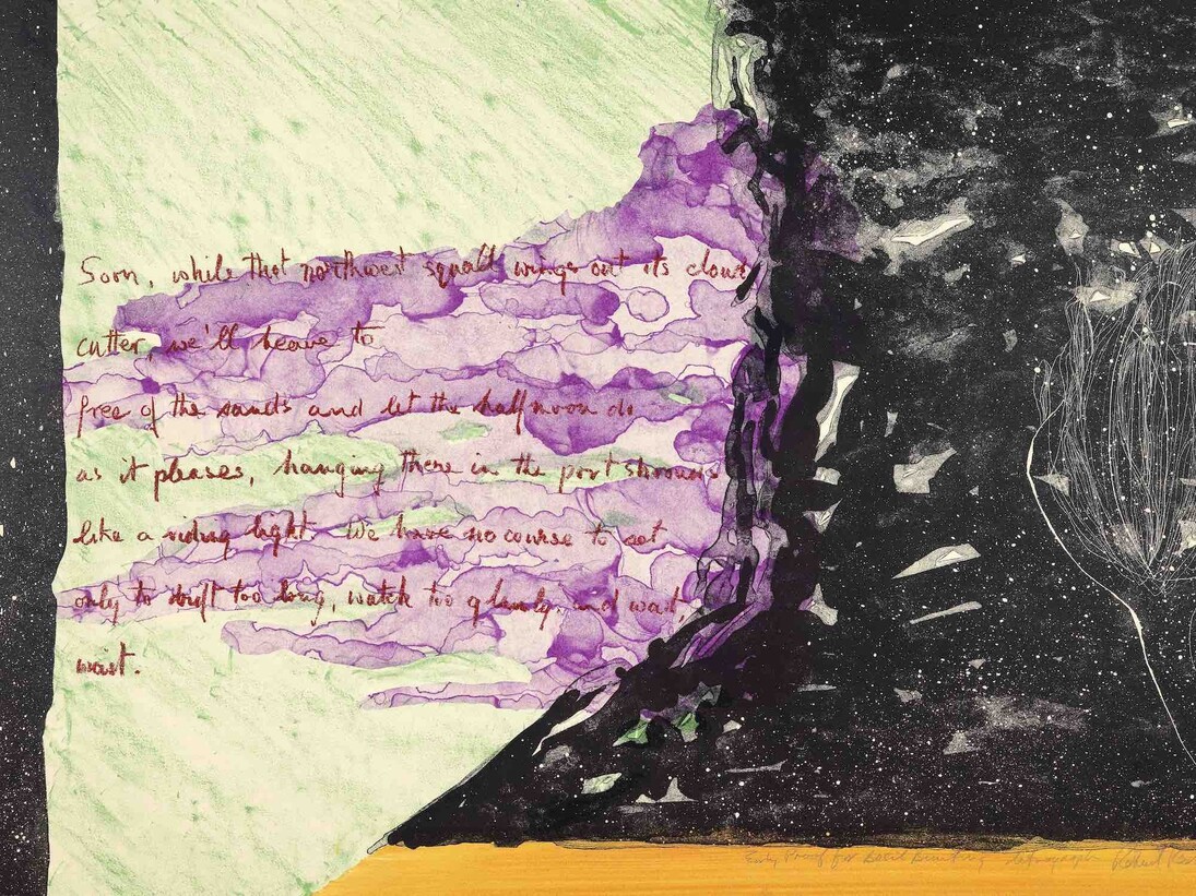 Robert Perkins with Basil Bunting, Fragment, 1980. Lithograph printed by Derriere L'Etoile Studios, New York