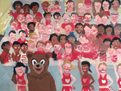 Jennie Ottinger, But I’m A Cheerleader, 2015, Oil on panel, 18 x 24 in / 46 x 61 cm, courtesy of Eleven, London
