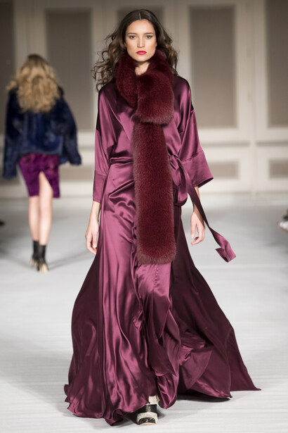 Vine sating wrap flowing dress by Ong- Oaj Pairam