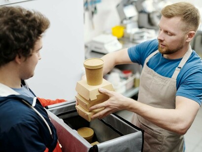 Delivering food in sustainable packaging, including mycelium and coffee waste materials, highlighting the shift towards smarter, greener food solutions