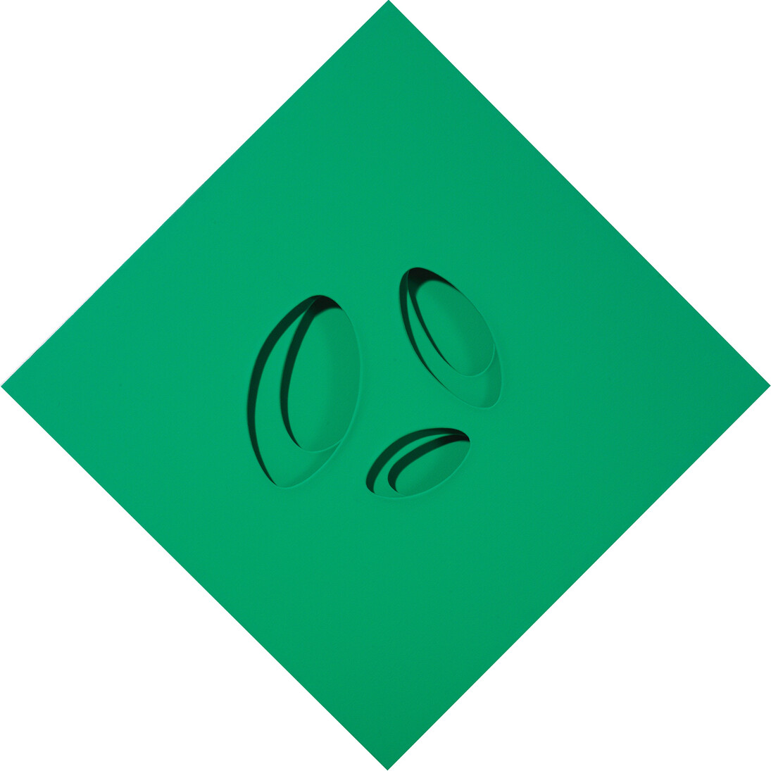 Paolo Scheggi, Intersuperficie curva verde, 1966, Acrylique verte sur trois toiles superposées, cm 80 x 80 x 6 / in 31.5 x 31.5 x 2.4.
Courtesy Tornabuoni Art © Paolo Scheggi / SIAE