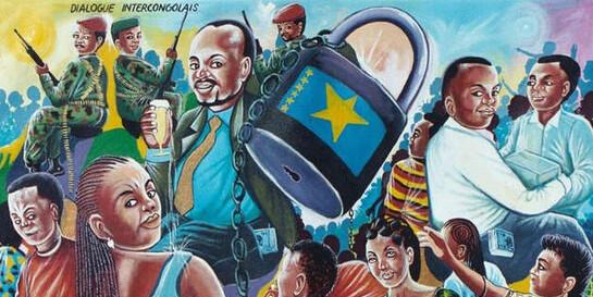 Shula, "Dialugue intercongolais", 2001, Oil on canvas, Private collection, Linz
 