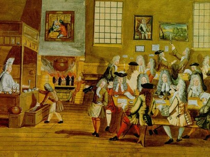 Interior of a London Coffee house, 17th century
