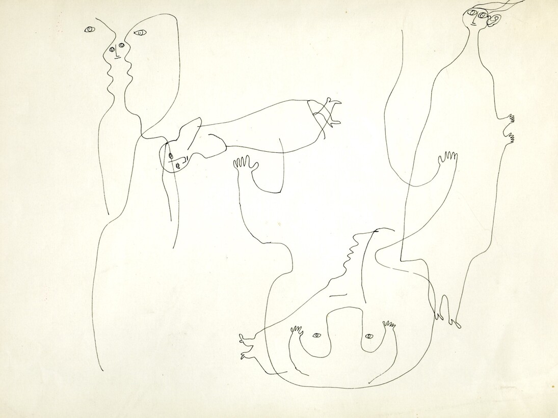 Mutuality Resolved, c. 1960, pen and ink on paper, 25.5 x 35.5 cm. courtesy of l’étrangère