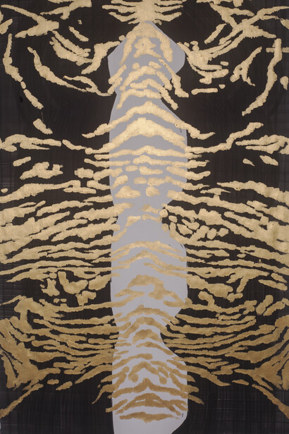 Ye Linghan (b. 1985), Gold.Circle.Tiger 16, 2014, Mixed media on paper, 210 x 110 cm; (82 5/8 x 43 1/4 in.)