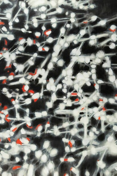 Ross Bleckner, detail of ALP30, 84" x 72", oil/linen, 2013