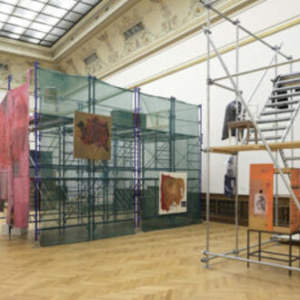 Tanya Lukin Linklater and Duane Linklater, Crested/mâcistan, exhibition view. Courtesy of Galerie Rudolfinum