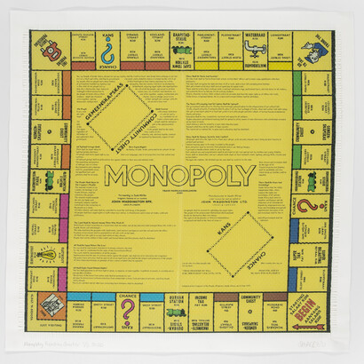 Dan Halter, Monopoly freedom charter, 2020, hand woven archival ink-jet prints, 57 x 57,5 cm. Courtesy Dan Halter and Osart Gallery. Photo by Geena Wilkinson