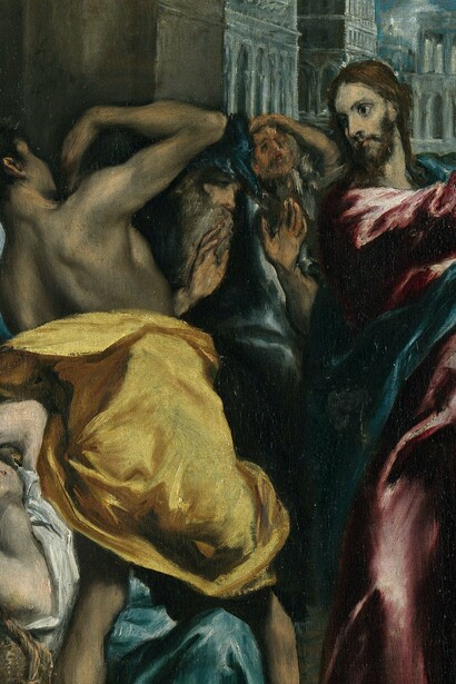 "La expulsión de los mercaderes del templo", óleo sobre tela, El Greco, 1600