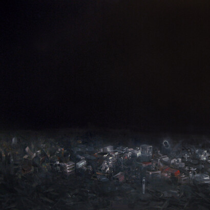 Guillermo Kuitca, Doble eclipse (detalhe), 2013, Técnica mista sobre tela, 283 x 362 cm. Photo: Cortesia do artista, da Galeria Fortes Vilaça e da Mendes Wood DM