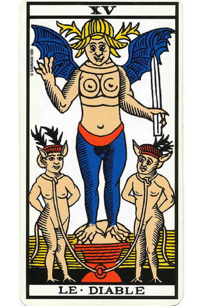 Le Diable. Dans le jeu de Tarot, ce sont les cartes dites d’atout qui ont contribué à alimenter toutes les interprétations ésotériques à travers le temps, allant des plus sérieuses aux plus farfelues