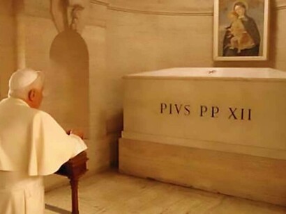 Pope Benedict XVI prays at the Tomb of Pius XII, Vatican