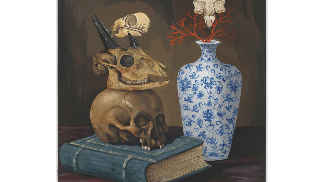Djordje Ozbolt, Me and My Pets, 2014, Acrylic on icon board, 79.9 x 69.9 x 3.5 cm / 31 1/2 x 27 1/2 x 1 3/8 in © Djordje Ozbolt. Courtesy the artist and Hauser & Wirth