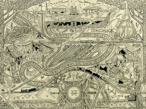 Duke Riley, Map of the Kingsbury run in her days of splendor and glory (detail), 2010. Courtesy of Galerie Georges-Philippe & Nathalie Vallois 