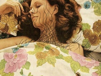 Jessica Wohl, "Beauty Rest", de 2012, feita com tinta sob página de revista, 17x22cm
 