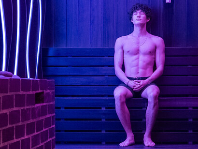 Many spa experiences encourage you to slow down and notice how your body feels. A man enjoys the hot sauna at the Quantum Wellness Spa in Los Angeles, USA
