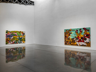 Peter Saul, Exhibition view. Courtesy of Mary Boone Gallery