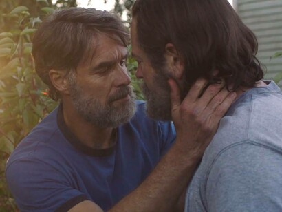 Frank and Bill about to embrace in "The Last of Us" series