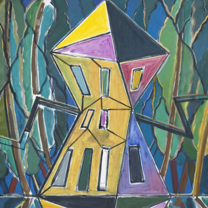 Ansel Krut, Crank House on the Lake, 2014, oil on canvas, 180 x 150 cm, 70 7/8 x 59 1/8 ins, Courtesy of Stuart Shave/Modern Art, London