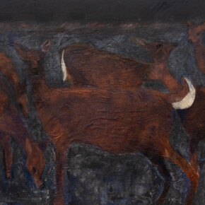 Emma 
Rose Schwartz, The missing link in modern spiritualism, painting in exhibition. Courtesy of Derosia Gallery