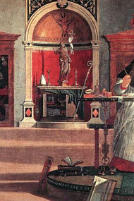 Basilio Bessarione. Sant'Agostino nello studio, dipinto di Vittore Carpaccio, (1502). Su un tavolo il famoso astrolabio di Regiomontano posseduto a quel tempo solo da Giovanni Bessarione, a cui Carpaccio probabilmente si ispirò come incarnazione vivente del santo studioso