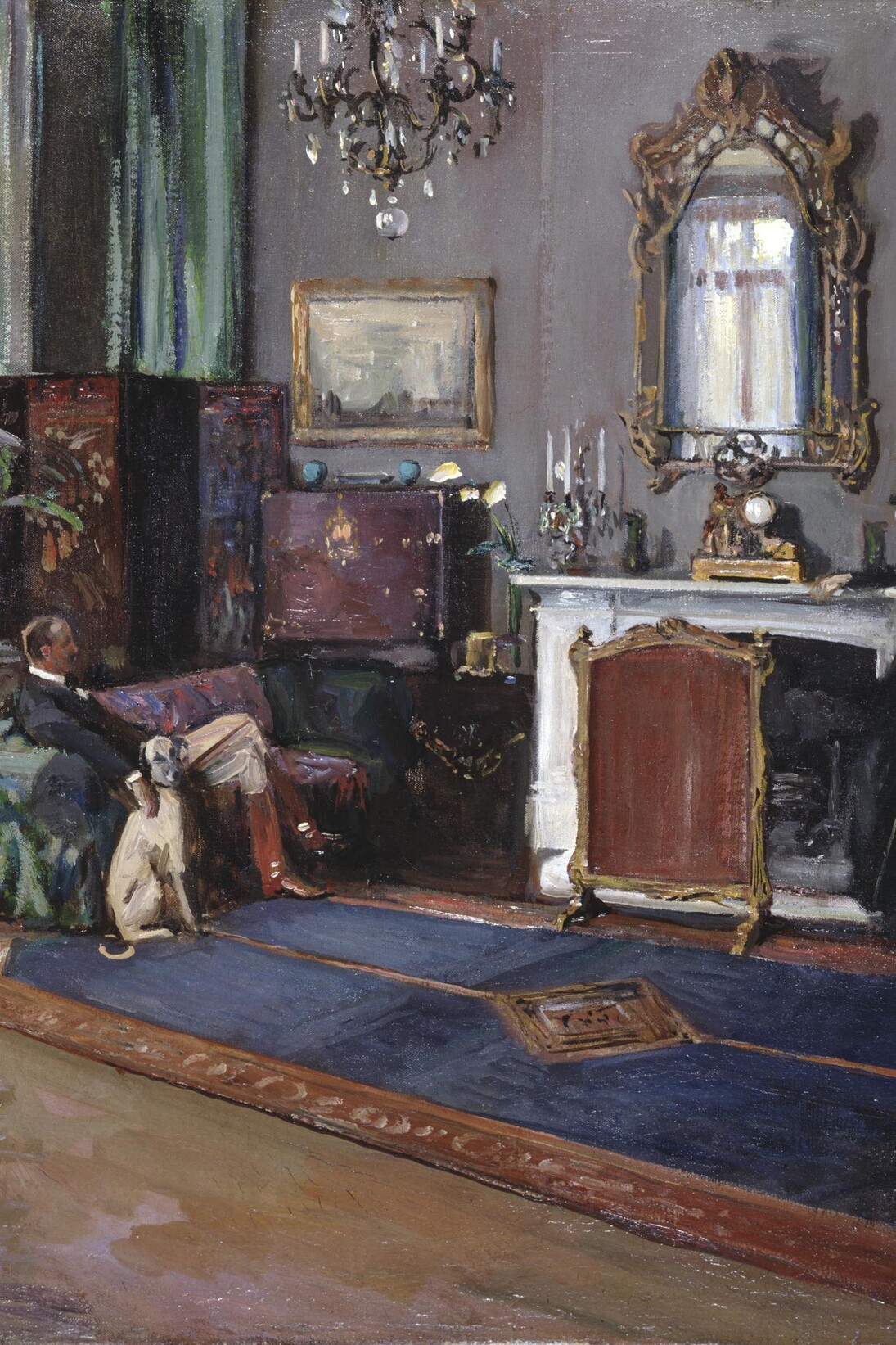 The Greyhound (Sir Reginald Lister and Eileen Lavery. The Last British Minister, the Drawing Room, British Legation, Tangier) (1910), Sir John Lavery 1856-1941, © National Museums Northern Ireland, Collection Ulster Museum
