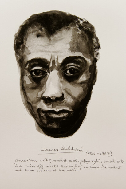 Marlene Dumas, James Baldwin, dalla serie “Great Men”, 2014