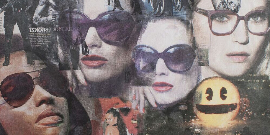 Senza soluzione di continuità, 2016, décollage su carta applicata su tavola, 50 x 70 cm 
