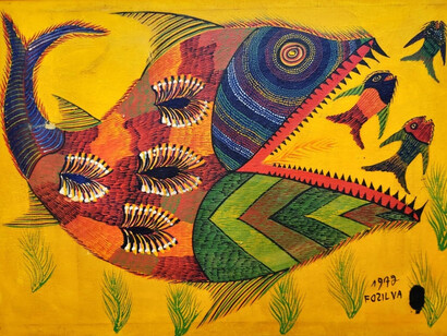 Arte de Chico Silva e o retrato de um peixe carnívoro