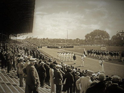 Estonians in Paris 1924, artwork in exhibition. Courtesy of Estonian Sports and Olympic Museum