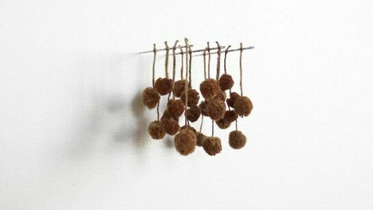 Christiane Löhr, Kleines Kugelgehänge (little ball pendant), 2010, Tree blossoms, needles, 1 3/8 x 1 5/8 x 1 5/8 inches (3.5 x 4 x 4 cm)