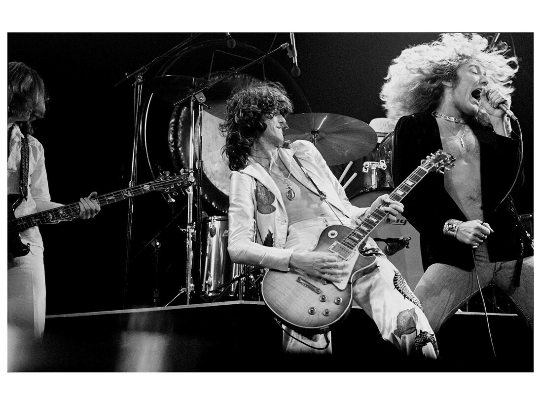 Led Zeppelin on stage, New York City, 1977 © Michael Putland, Courtesy of Proud Galleries